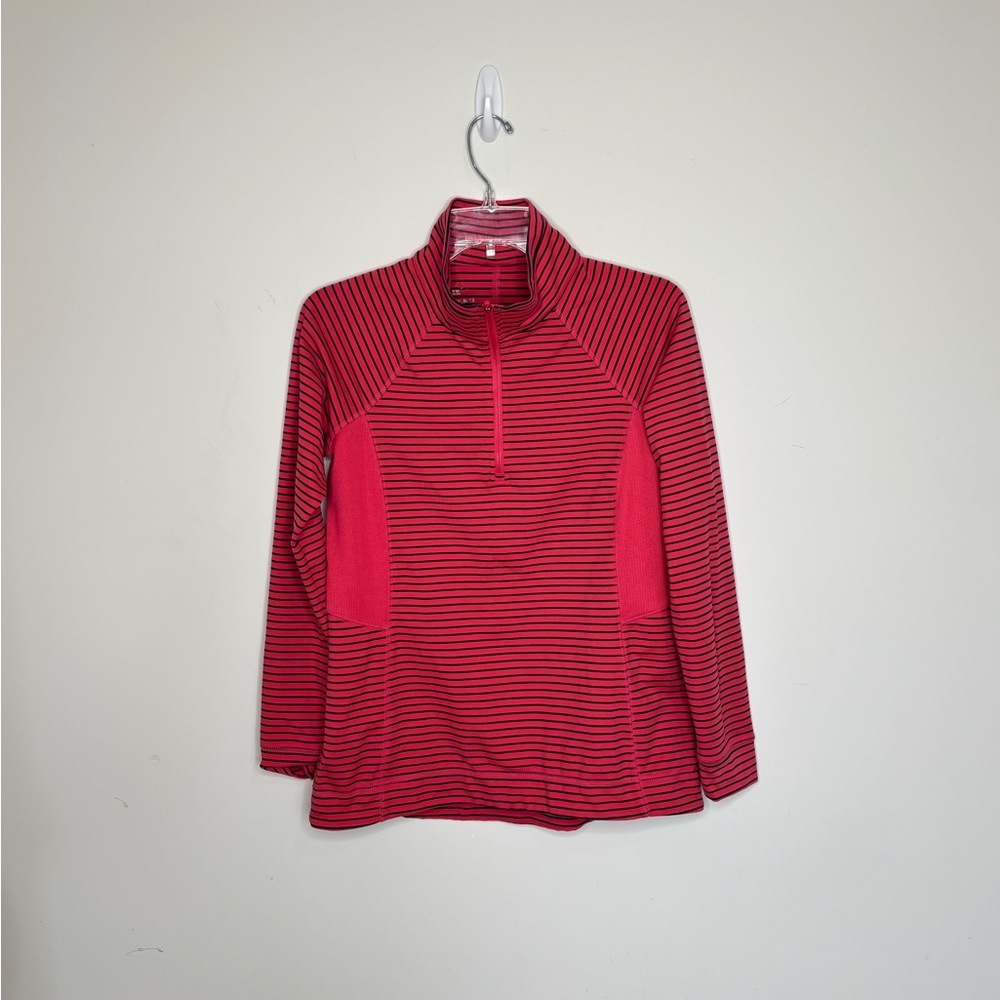 BN6 T‎ by Talbots Red Black Striped Half-Zip Sweatshirt Upf 50 Women’s Jacket XS